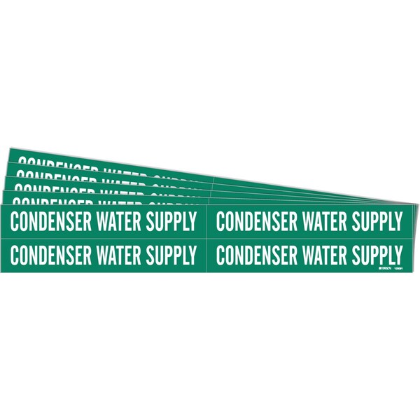 CONDENSER WATER SUPPLY Pipe Marker Style 4 Polyester WT on GN 4 per Card, 5 PK